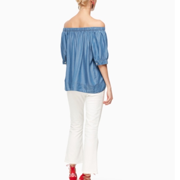 Kate Spade Broome tree chambray off the shoulder top - Picture 2 of 9